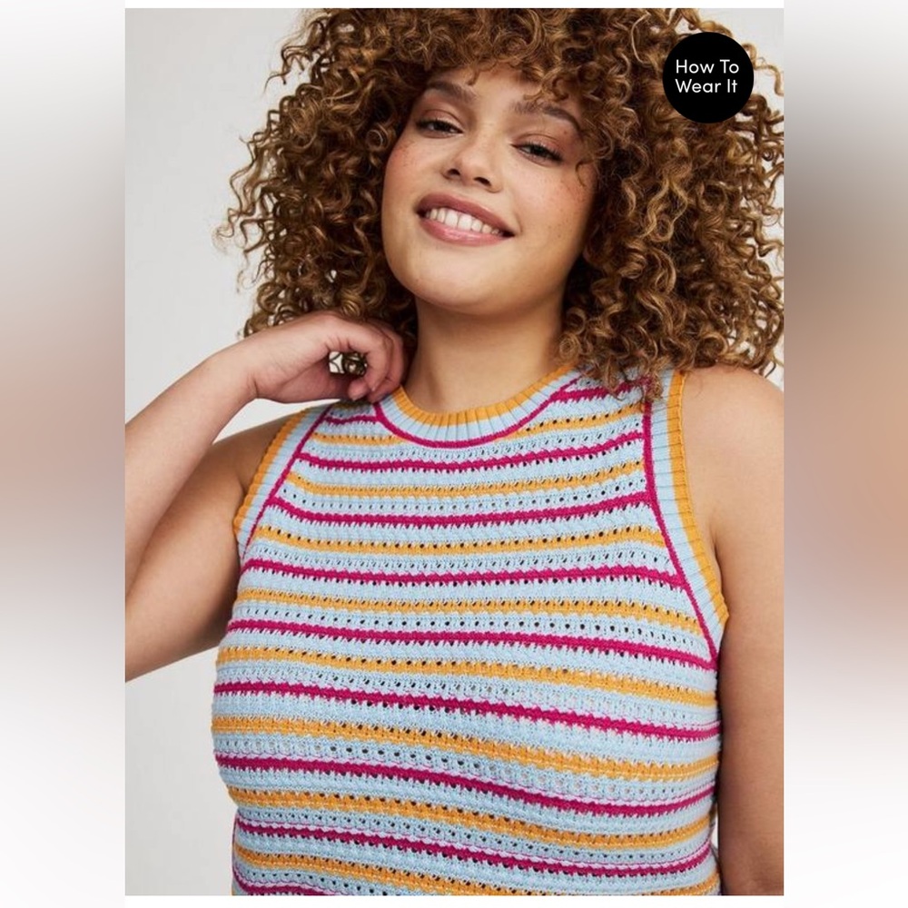 Torrid Cropped Openwork Sleeveless Sweater